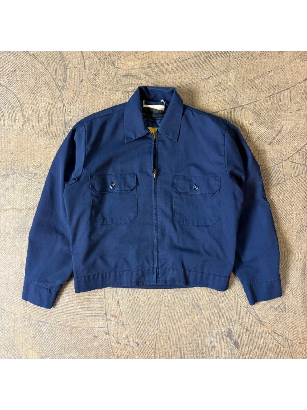 Vintage 1980's Quilted Lined Mechanic's Navy Blue Jacket Medium